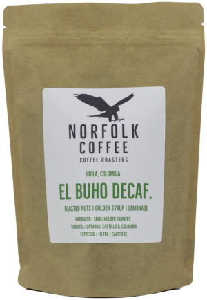 Bag of El Buho Decaf. coffee
