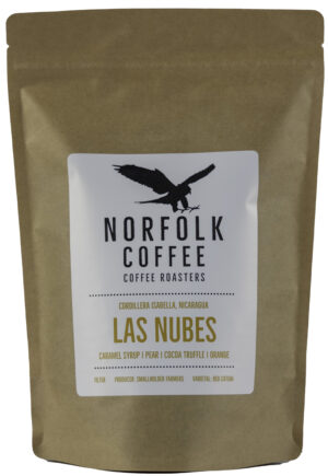 A bag of Las Nubes coffee from Nicaragua