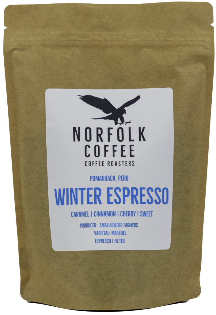 Bag of Winter Espresso coffee