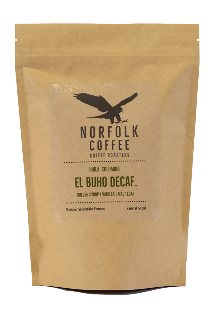 Bag of El Buho decaf. coffee