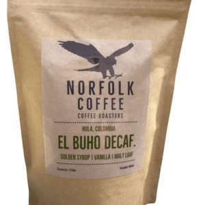 Bag of El Buho Decaf. coffee